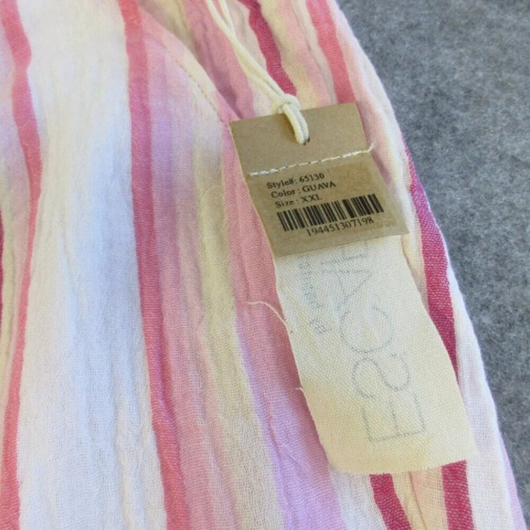 Habitat Womens Pants XXL Pink Cotton Gauze Pull On Casual Stripe Wide Leg 248 - Picture 5 of 15